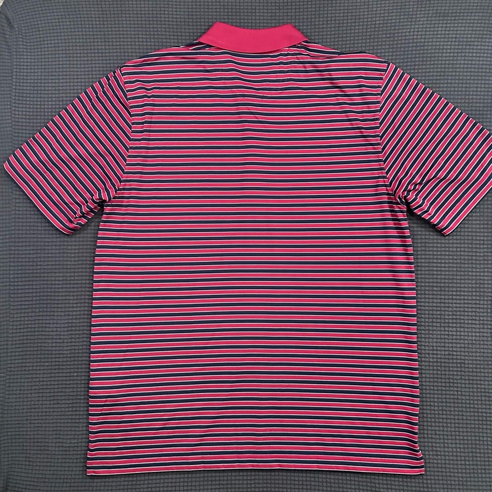 Greg Norman Play Dry Polo Shirt Mens Large Red Striped Shark Logo Golf - Picture 6 of 6